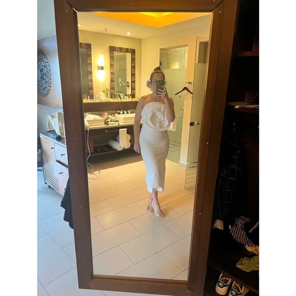 MARA HOFFMAN White Linen A-Line Strapless Bloom Bodice Maia Dress size 10 - Picture 15 of 15